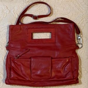 Red leather Made in Italy versatile purse
